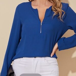 Women’s Blue Half Zipper Formal Top Size XS